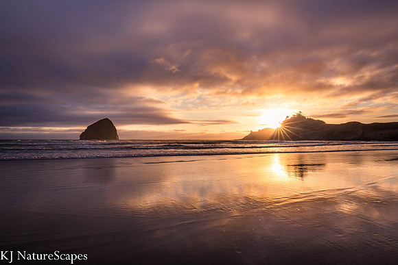 A golden sunset at Pacific City